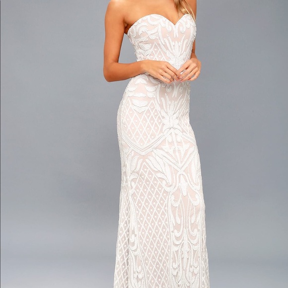 Lulus Dresses & Skirts - Olivia White Sequin Maxi